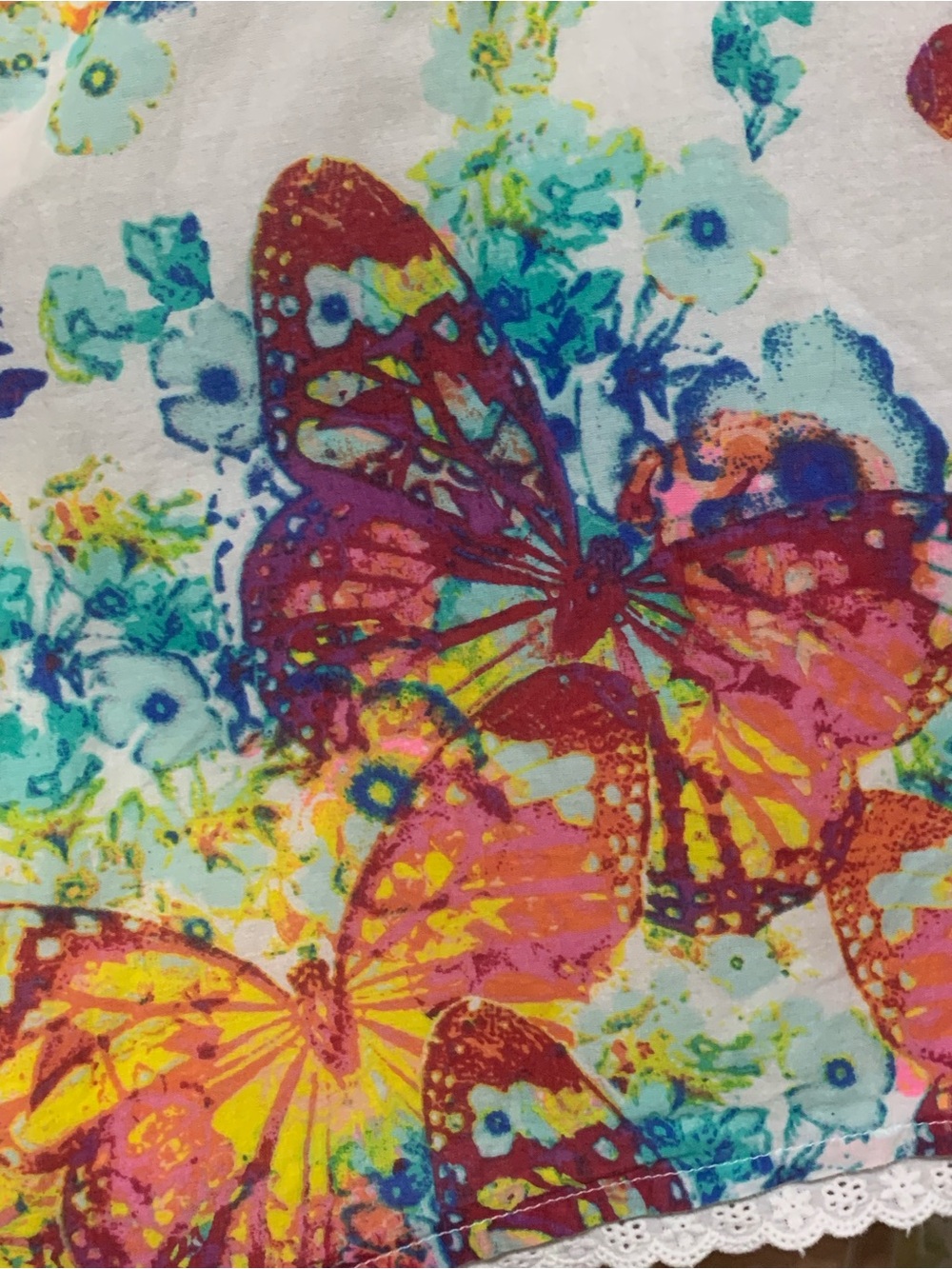 🌸 Sz M Candie's White High Low Midi Skirt with Multicolor Butterfly Print - Picture 9 of 13